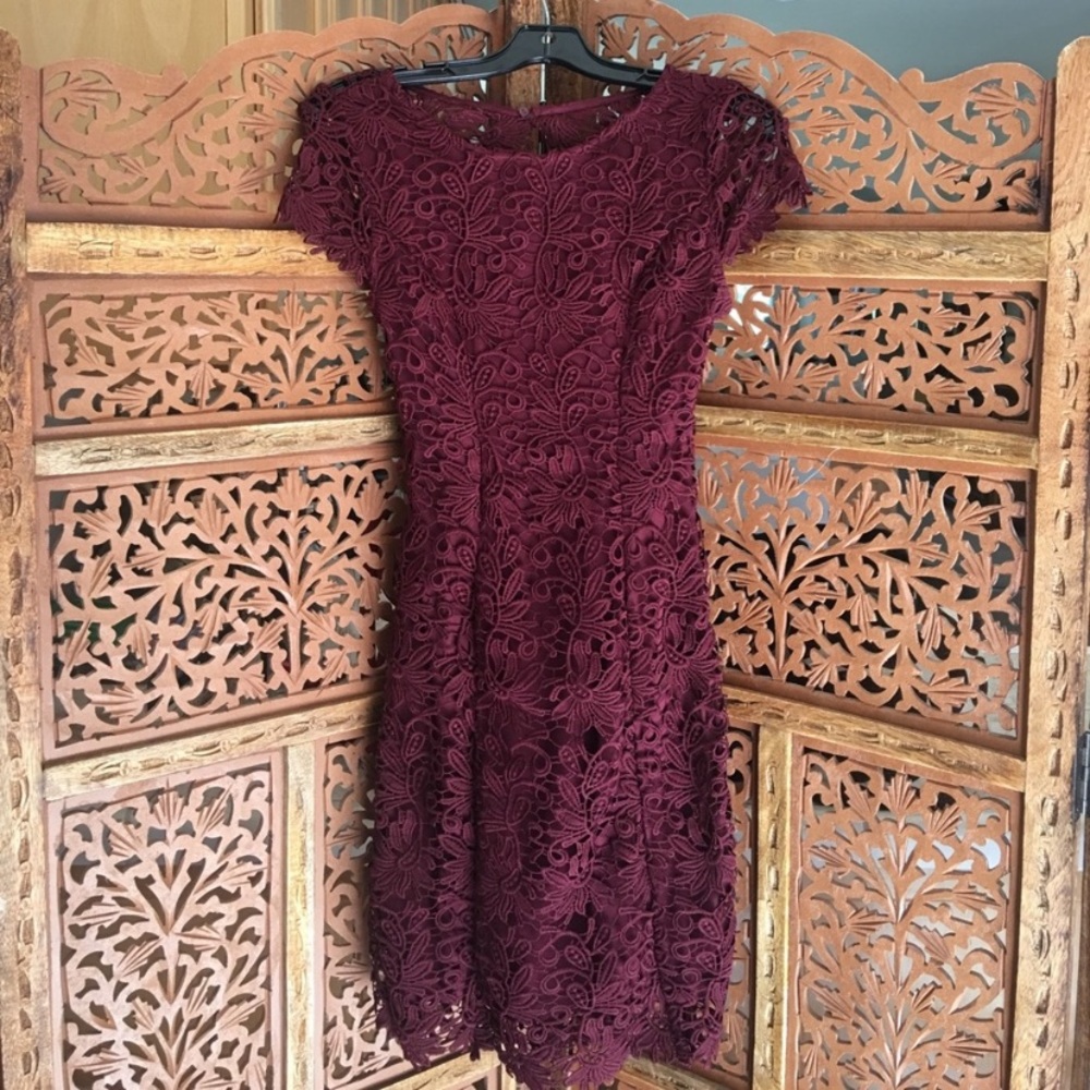 Lulus Burgundy Hidden Talent Backless Lace Dress